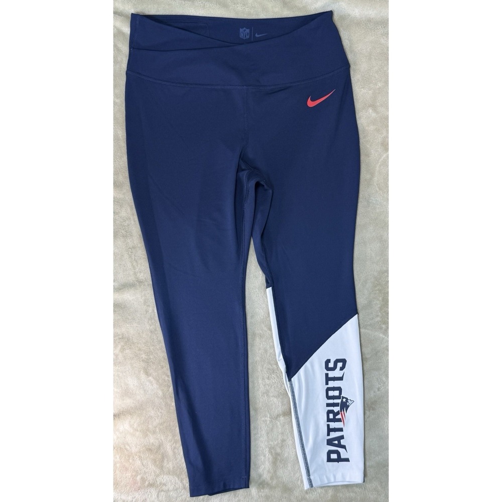 Nike Performance Pants Womens Large Blue White New England Patriots Leggings NFL